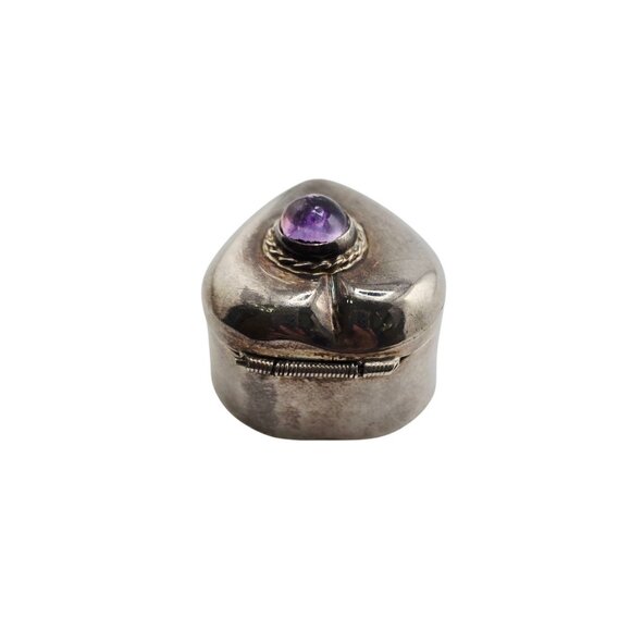 Vintage Sterling Heche En Mexico Tm-46 Heart Pill Box (A8762) - Picture 2 of 7
